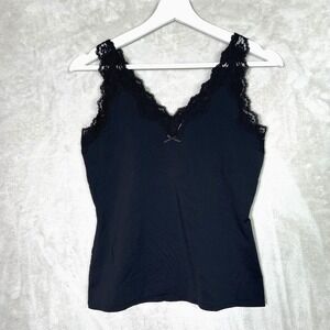 Nordstrom Intimates Black Lace Trim M Camisole Soft Stretch Tank Whimsigoth